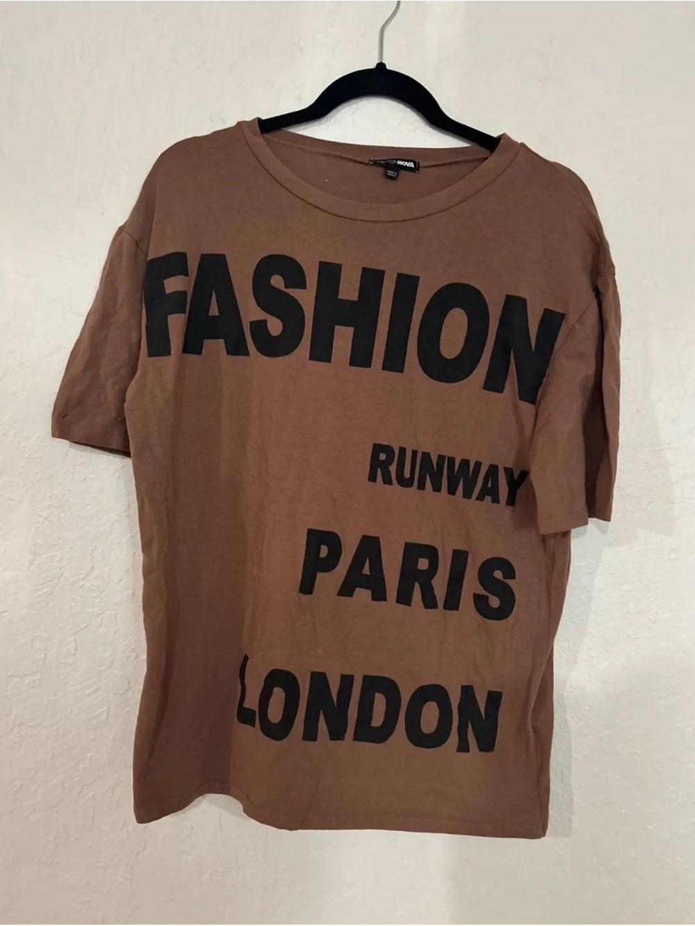Fashion Nova Brown Graphic oversized Tee with Black Lettering